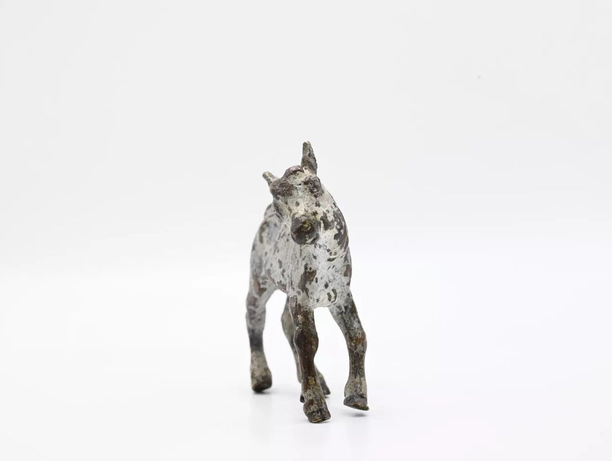 Small Antique Austrian Vienna Cold Painted Bronze Figure of Kid Goat2
