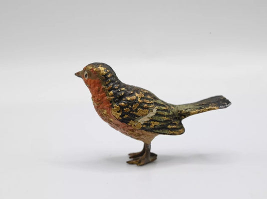 Lovely 1900s Antique Austrian Vienna Cold Painted Bronze European Robin1