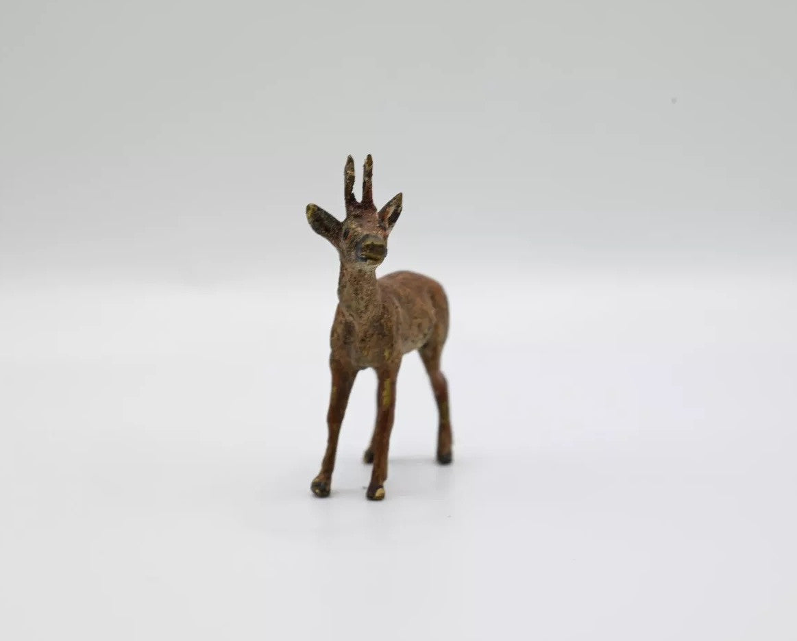 Realistic Antique Austrian Vienna Cold Painted Bronze Figure of Female Deer4