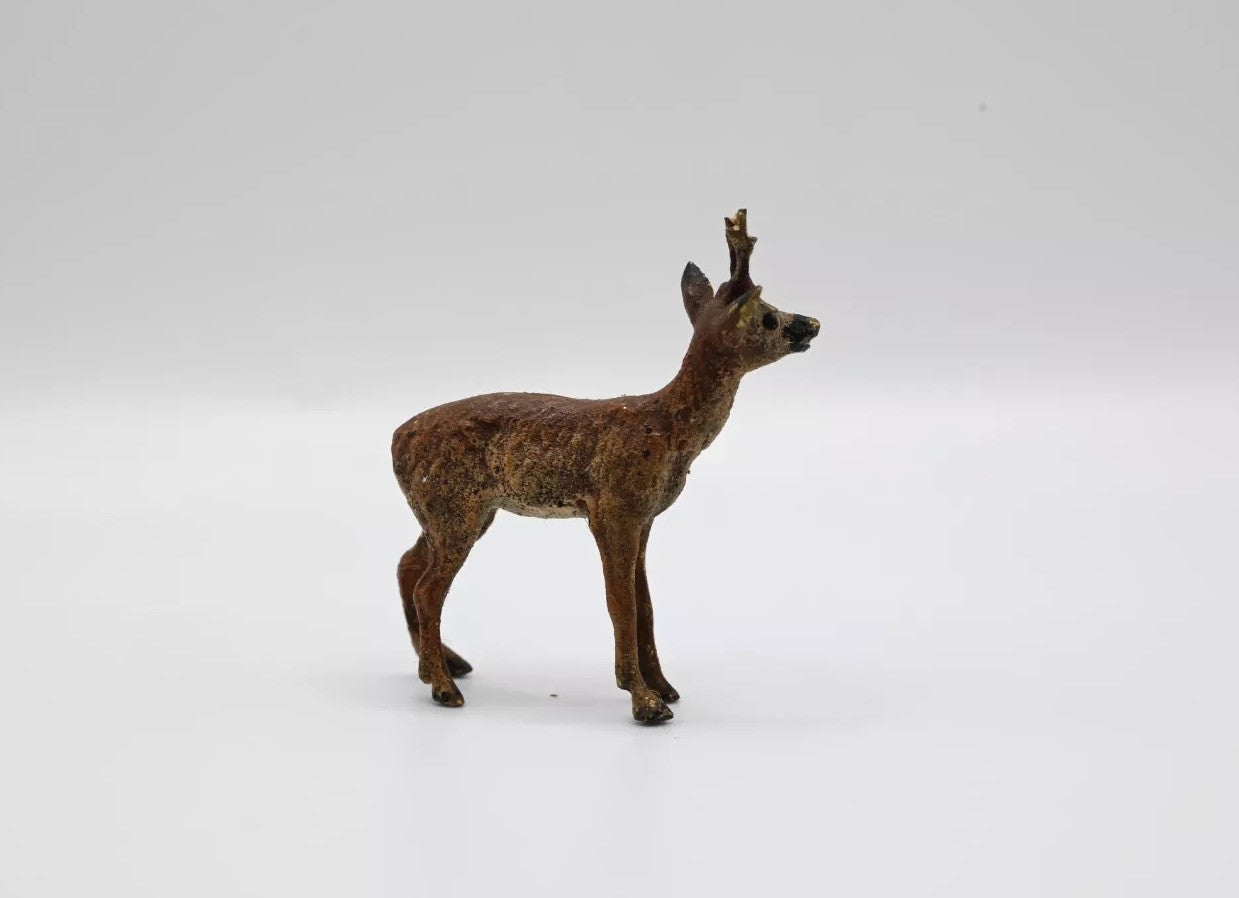 Realistic Antique Austrian Vienna Cold Painted Bronze Figure of Female Deer3