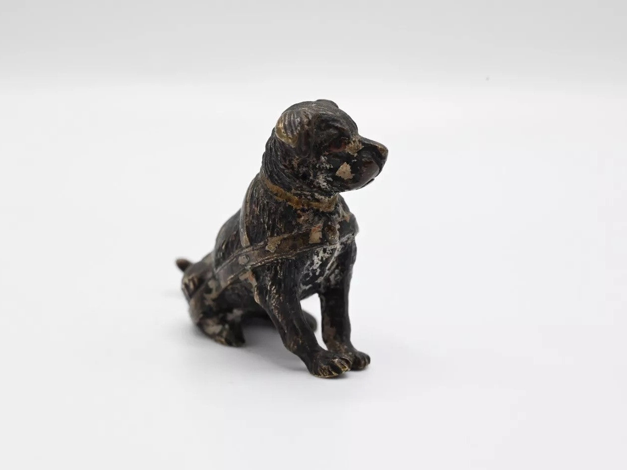 Rare Antique Austrian Vienna Cold Painted Bronze Rottweiler Wt Dog Cart Harness5